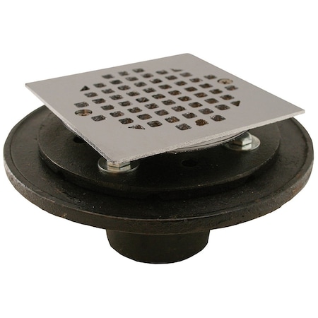 Jones Stephens 2in. Inside Caulk Shower/Floor Drain with 6-1/2in. Pan and 4in. Chrome Plated Cast Square Strainer D60400